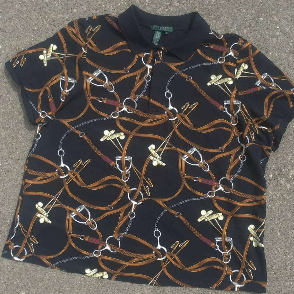 Vintage Ralph Lauren Equestrian Patterened Polo